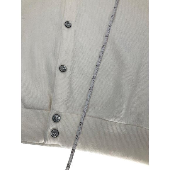 Vintage Izod Mens XLT Tall White Cardigan Sweater Button-Up Embroidered Logo USA - Picture 6 of 7